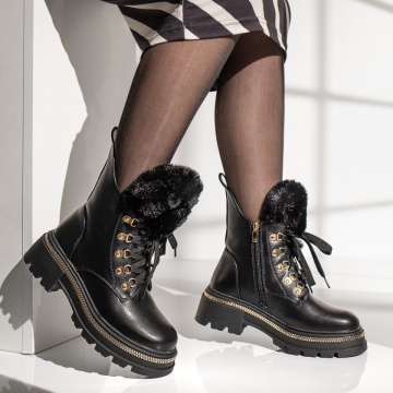 Ghete dama cu talpa groasa negre MOD12779, 4, modlet.ro