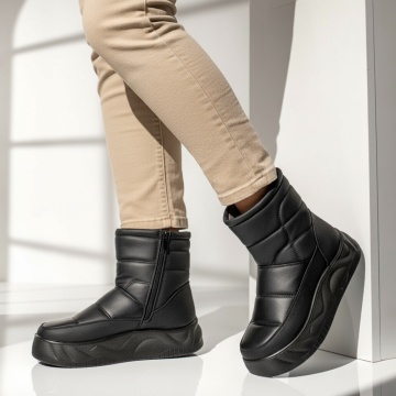 Ghete Dama, Ghete dama cu talpa groasa si fermoar negre MOD13995, modlet.ro