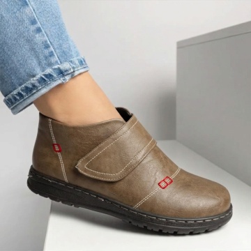 Ghete dama cu talpa joasa si fermoar khaki LILI26, 2, modlet.ro