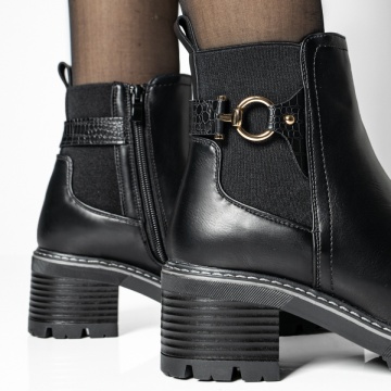 Ghete dama cu toc gros negre MOD12346, 2, modlet.ro