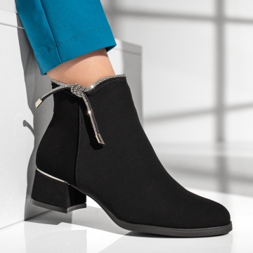 Ghete dama cu toc si strasuri negru suede MOD12819, 3, modlet.ro