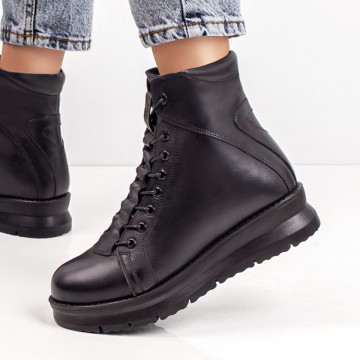 Ghete din Piele naturala negre cu platforma MOD02502, 1, modlet.ro