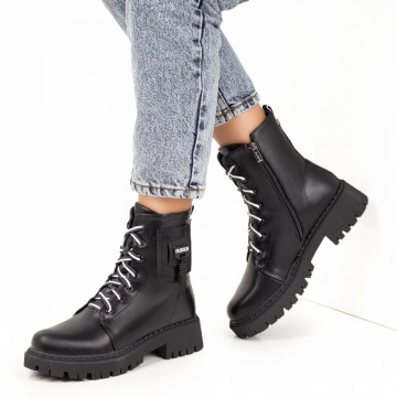 Ghete negre cu fermoar si siret dama cu talpa groasa MOD07169, 4, modlet.ro