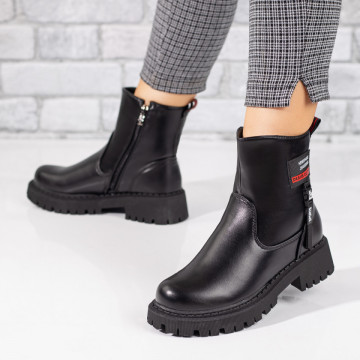 Ghete negre cu fermoar si talpa groasa dama MOD07149, 2, modlet.ro
