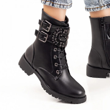 Ghete negre dama cu siret si fermoar MOD07218, 3, modlet.ro