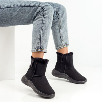 Ghete negre suede dama cu insertii de material elastic ELENA2, 2, modlet.ro