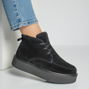 Ghete sport dama negre suede din Piele Naturala MOD12218, 3, modlet.ro