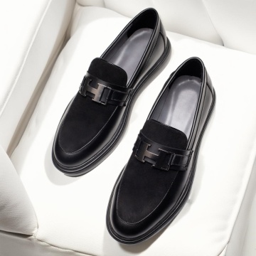 Mocasini barbati cu accesoriu metalic negri MOD11789, 3, modlet.ro