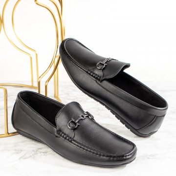 Mocasini barbati cu aplicatie metalica negri MOD05395, 1, modlet.ro