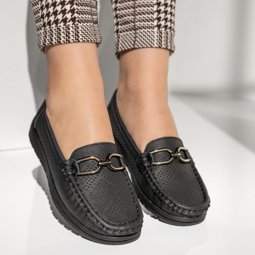 Mocasini dama negri cu accesoriu decorativ MOD13273, 3, modlet.ro