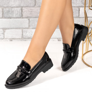 Mocasini dama negri cu aspect lucios MOD10136, 3, modlet.ro