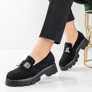 Panofi casual dama cu talpa groasa negri suede MOD11060, 2, modlet.ro