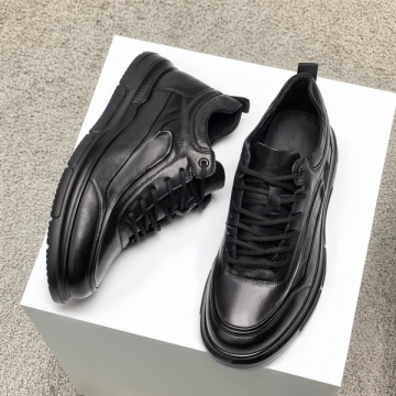 Pantofi casual barbati cu talpa groasa negri din Piele naturala MOD12101, 3, modlet.ro