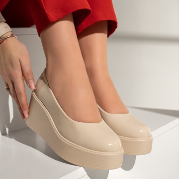 Pantofi casual cu platforma bej MOD12962, 3, modlet.ro