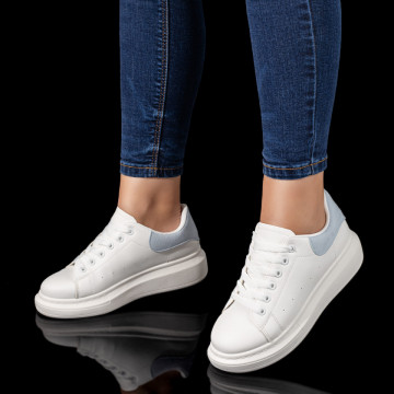 Pantofi casual dama alb cu albastru MOD10121, 2, modlet.ro