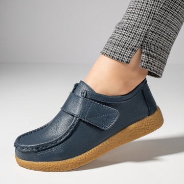 Pantofi casual dama albastri cu scai din Piele naturala MOD03851, 2, modlet.ro