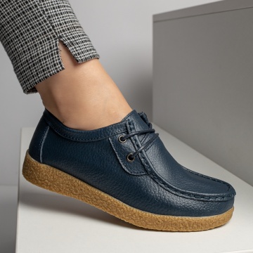 Pantofi casual dama albastri cu siret din Piele naturala MOD03850, 3, modlet.ro
