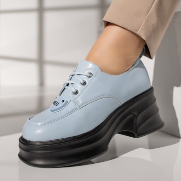 Pantofi casual dama albastri cu siret si platforma MOD11832, 3, modlet.ro