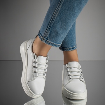 Pantofi casual dama albi din Piele naturala MOD11703, 3, modlet.ro