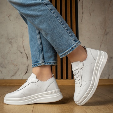Pantofi casual dama albi din Piele naturala MOD12977, 3, modlet.ro