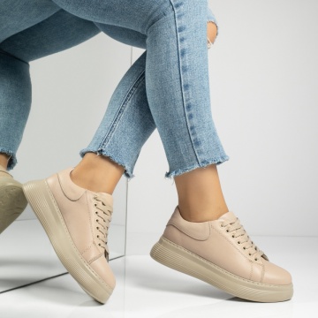 Pantofi casual dama bej din Piele naturala MOD12056, 3, modlet.ro