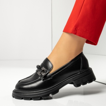 Pantofi casual dama cu accesoriu decorativ negri IRIS22, 2, modlet.ro