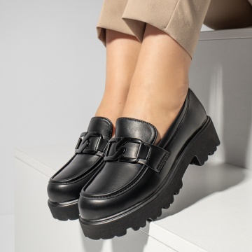 Pantofi casual dama cu accesoriu decorativ negri MOD13093, 4, modlet.ro