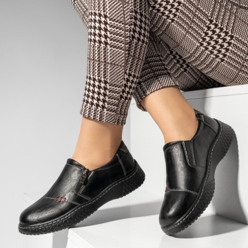 Pantofi casual dama cu fermoar si talpa groasa negri MOD14246, 2, modlet.ro