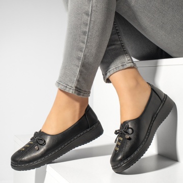 Pantofi casual dama cu fundita negri MOD13160, 1, modlet.ro