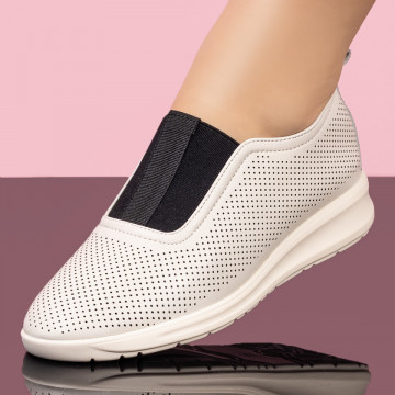 Pantofi casual dama cu insertie de material elastic bej MOD08338, 1, modlet.ro