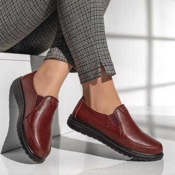 Pantofi casual dama cu insertie de material elastic rosii MOD13073, 4, modlet.ro
