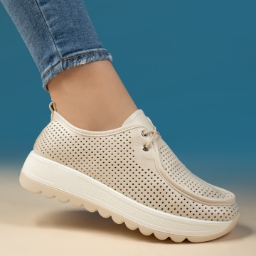 Pantofi casual dama cu perforatii bej MOD13439, 4, modlet.ro