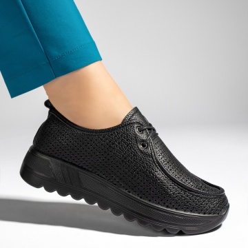 Pantofi casual dama cu perforatii negri MOD13439, 4, modlet.ro