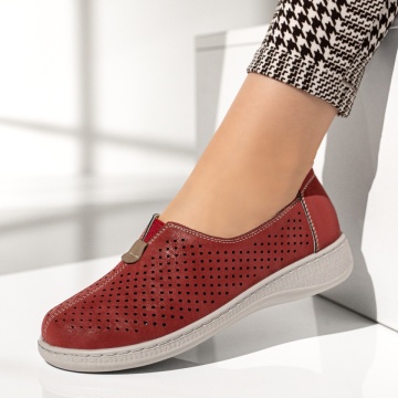 Pantofi casual dama cu perforatii rosii MOD13315, 2, modlet.ro