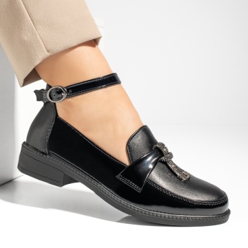 Pantofi casual dama cu pietre aplicate si bareta negri MOD10980, 4, modlet.ro