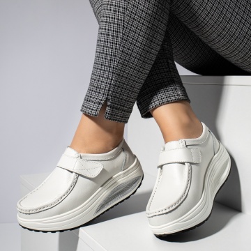 Pantofi casual dama cu platforma albi din Piele naturala MOD11951, 3, modlet.ro