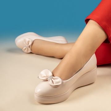 Pantofi casual dama cu platforma bej MOD10182, 3, modlet.ro