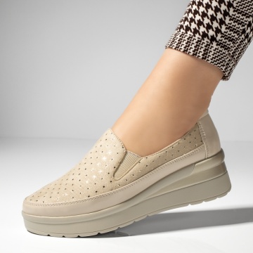 Pantofi casual dama cu platforma bej suede MOD13259, 2, modlet.ro