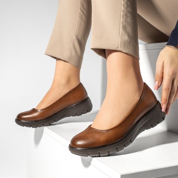 Pantofi casual cu platforma, Pantofi casual dama cu platforma maro ANA77, modlet.ro