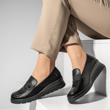 Pantofi casual cu platforma, Pantofi casual dama cu platforma negri ANA75, modlet.ro
