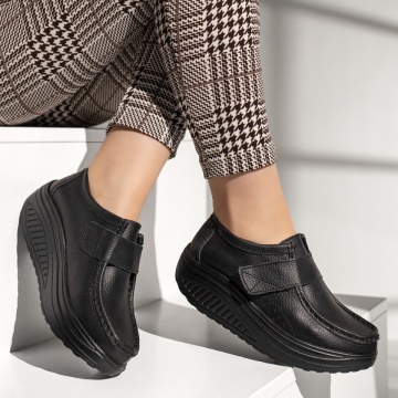 Pantofi casual dama cu platforma negri din Piele naturala MOD03866, 4, modlet.ro