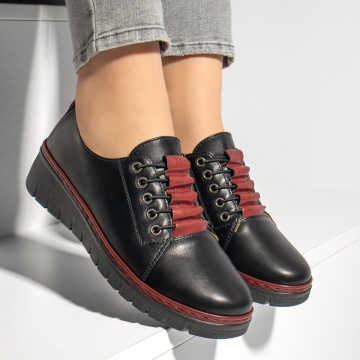 Pantofi casual dama cu platforma negru cu visiniu MOD033818, 3, modlet.ro