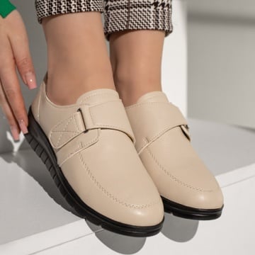 Pantofi casual dama cu scai bej ZEF11937, 3, zeforia.ro