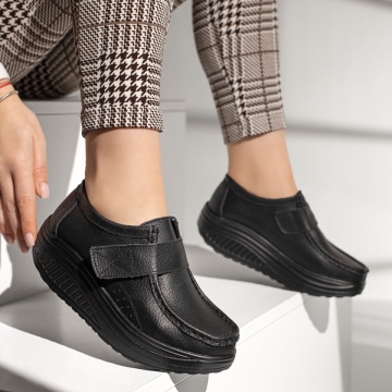 Pantofi casual dama cu scai negri din Piele naturala DORA28