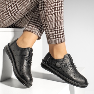 Pantofi casual dama cu scai si perforatii negri MOD13228, 3, modlet.ro