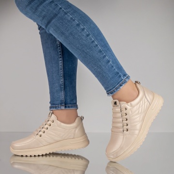 Pantofi casual dama cu siret elastic bej IOANA2, 2, modlet.ro