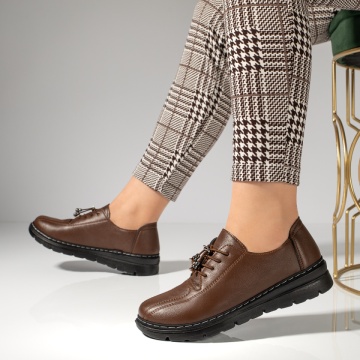 Pantofi casual dama cu siret elastic maro MOD12982, 1, modlet.ro