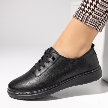 Pantofi casual dama cu siret elastic negri IOANA20, 2, modlet.ro