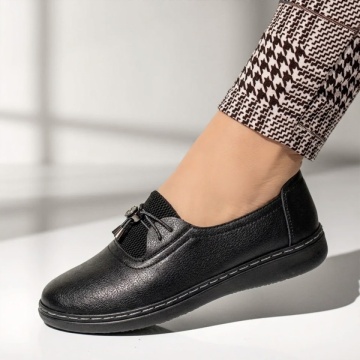 Incaltaminte dama, Pantofi casual dama cu siret elastic negri IOANA7, modlet.ro