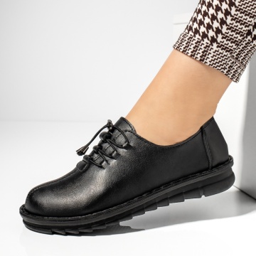 Pantofi casual dama cu siret elastic negri MOD13230, 3, modlet.ro